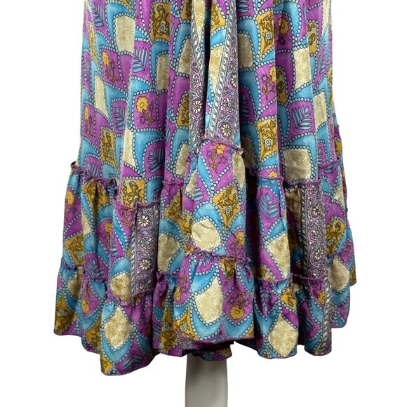 Like new! Free People Silk Boho Halter Maxi Dress – Open Back Tassel Ties Size S - Picture 8 of 12